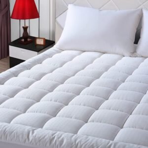 EASELAND Queen Size Mattress Pad Pillow Top Mattress Cover Quilted Fitted Mattress Protector Cotton Top 8-21″ Deep Pocket Cooling Mattress Topper (60×80 Inches, White)